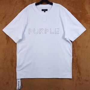 PURPLE BRAND Shirt Mens XL White Pullover Crew Textured Logo Tee T-Shirt $150